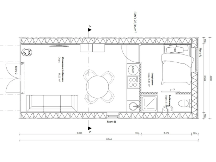plattegrond tiny house little nature