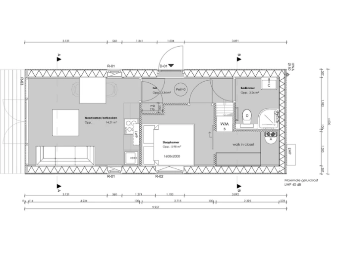 plattegrond tiny house little nature xl