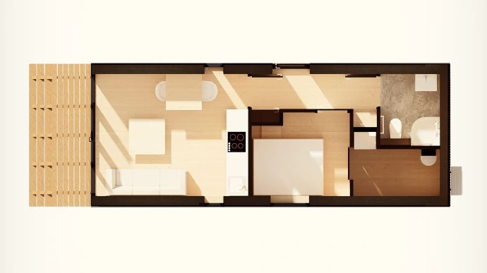 plattegrond tiny house little nature xl