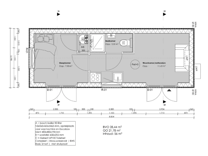 afmetingen tiny house amani